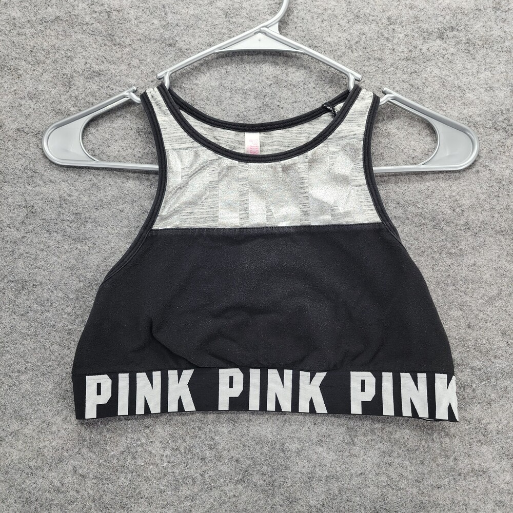 PINK Victoria Secret Bralette Womens Medium Cropped Black